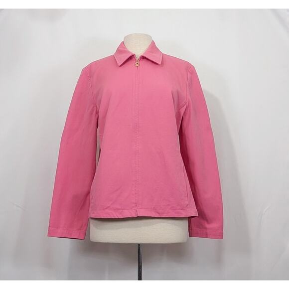 St. John Jackets & Blazers - St. John Sport Essentials Jacket Pink Zip Front Cotton Blend Misses Size M
